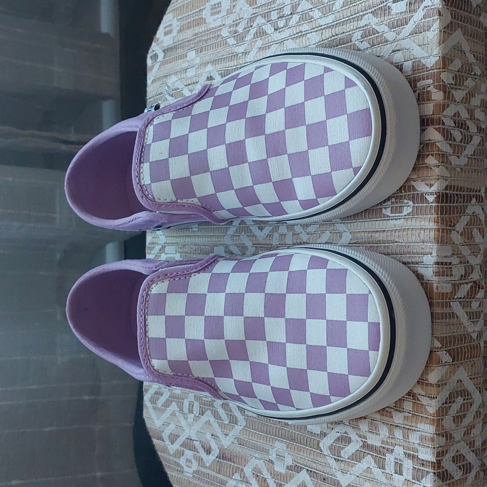 Vans Classic slip-on checkered sneakers-violet/true white-size 6.5 women NEW 💜